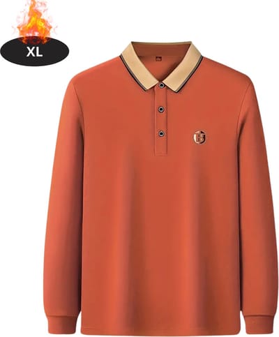 Livano Poloshirt Heren - T-Shirt Heren - Shirt - Overhemd - Polo Shirt Lange Mouwen - Rood Oranje - XL