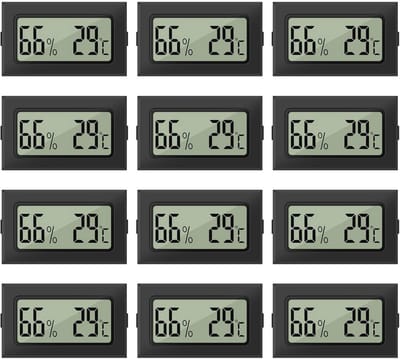 Mini Hygrometer en Thermometer Set - 12 Stuks - LCD Digitale Temperatuur- en Luchtvochtigheidsmeter voor Binnengebruik