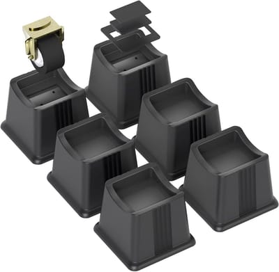 Meubelverhogers 7,6 cm - Sterke Verhogers voor Meubels, Tot 1360 kg Ondersteuning (6 Stuks, Zwart)