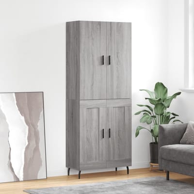 vidaXL - Hoge - kast - 69,5x34x180 - cm - bewerkt - hout - grijs - sonoma - eikenkleurig