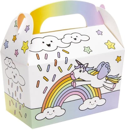 Eenhoorn Traktatiedoosje | Uitdelen | Unicorn Box 12,5 x 12 x 6 CM  | 1 stuk(s)