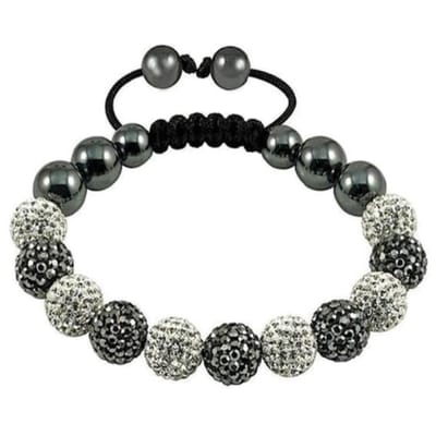 Fako Bijoux® - Armband - Disco Dots - Deluxe - Grijs/Wit