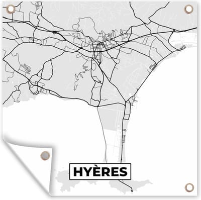 Tuin poster Frankrijk - Hyères - Stadskaart - Plattegrond - Kaart - 200x200 cm - Tuindoek
