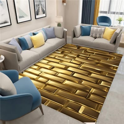 Luxe Goudkleurig Patroon Woonkamer Tapijt Zakelijk Hotel Antislip Tapijt Wasruimte Vloermatten Buiten Balkon Tapijt Decor 120*160cm