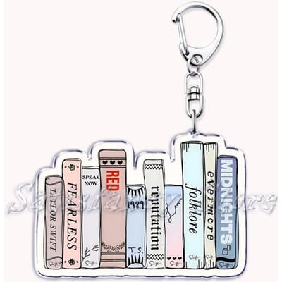 Pastel Ik Hou Van Bloemige Boeken Sleutelhangers Ring voor Accessoires Tas Hanger Sleutelhanger Sleutelring Sieraden Fans Liefhebbers Cadeaus white