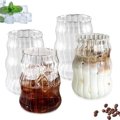 Set van 4 Transparante Koffieglaasjes van 530 ml - Ideaal voor Espresso, Latte en Macchiato, Geschikt voor Dranken zoals Thee en Sap
