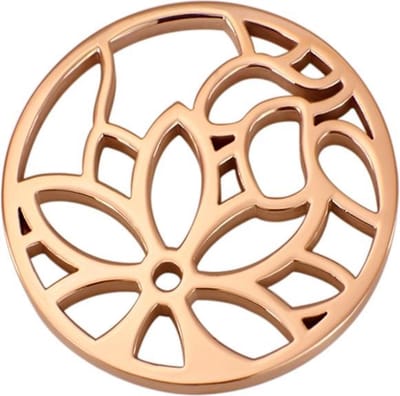 Quiges - Munthouder Munt 25mm Bloemenmotief Roségoudkleurig - EPRS034