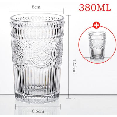 Anaglyph Glazen Kop Transparant Hoge Temperatuurbestendigheid Verdikte Glazen Kopjes Retro Zonnebloem Patroon Glazen Drinkware 2pcs