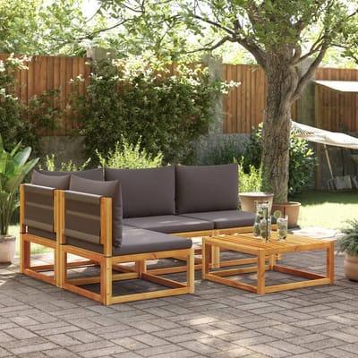 vidaXL - 5-delige - tuinset - met - kussens - van - acaciahout - en - touw