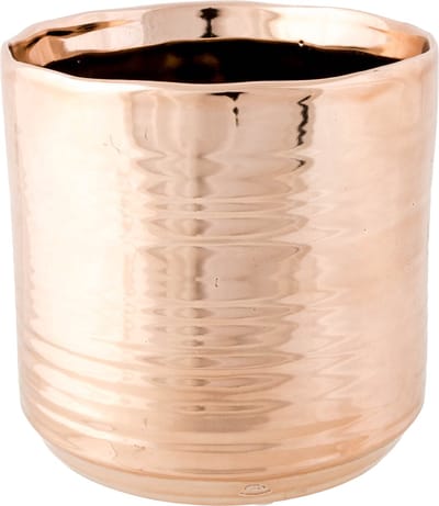 1x Koperen ronde potjes voor kerststukjes Cerchio 13 cm keramiek - Kerststukjes onderdelen pot metallic koper - Woonaccessoires