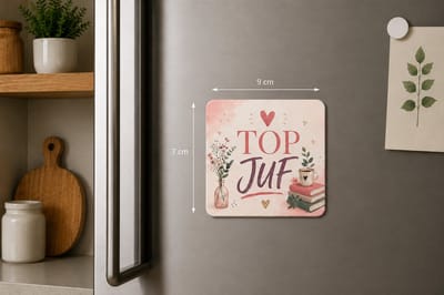 Koelkastmagneet MDF Top Juf – Magneet 9x7 cm – Bedankje voor Juf – Cadeau Einde Schooljaar