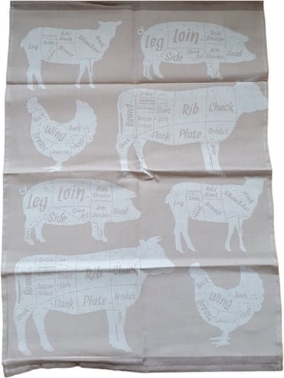 Lasa Home Theedoek taupe met print