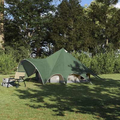 vidaXL Teepee Tent 3-Persoon met dak Groen en Grijs 312 x 312 x 197 cm