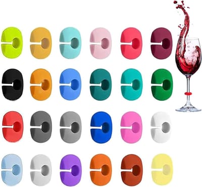 Dailygoods- Glasmarkeerder 24 Kleuren - Siliconen - Herbruikbaar - Drinkglazen - Party-accessoires - Veilig en Duurzaam - Glasmarkering
