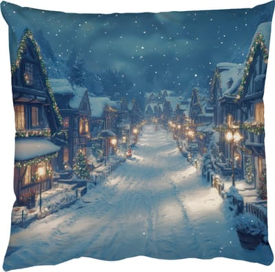 Sierkussens - Kussentjes Woonkamer - 50x50 cm - Kerstdorp - Kerst - Sneeuw - Winter - Kerstdecoratie voor binnen - Kerstversiering woonkamer decoratie - Kerstmis versiering in huis - Christmas decorations - Kerstaccessoires