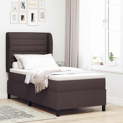 vidaXL - Boxspring - bed - met - matras - Donkerbruin - 90 - x - 200 - cm - Stof