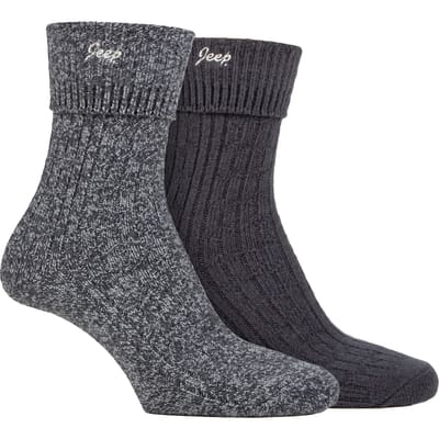 Dames Turn Cuff Sokken | Jeep | Wandelsokken Voor Vrouwen, Comfortabele Prestaties Polyester Sokken - Antraciet / Leisteen