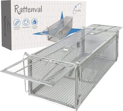 ValueStar® Rattenval - Voor Rattenvergif - Rattenkooi - Rattenvangkooi - Voor buiten - Vangkooi - Kist - Ongedierte bestrijding - Muizenval - Voor Muizengif - Rattengif - Diervriendelijk - 42x14x11cm