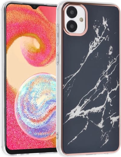 TPU Back Cover hoesje - Marble Zwart - Geschikt voor: Samsung Galaxy A04