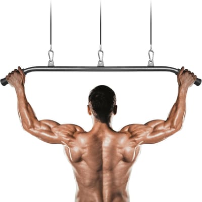 Fitness Pulldown Bar - Kabelmachine Bevestiging Triceps Bar - Kracht Training - Uniek 3 Haak Ontwerp - 92 cm - Zwart
