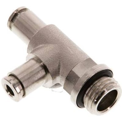 4mm x G1/4'' rechte hoek T-stuk Messing Insteekfitting Buitendraad Draaibaar NBR