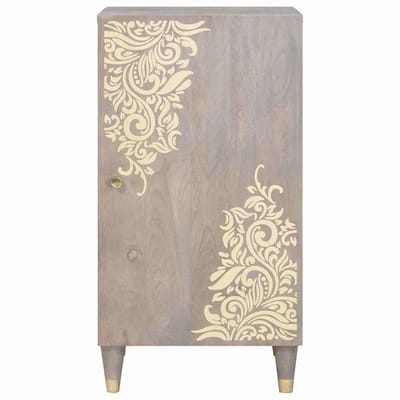 vidaXL - Dressoir - Grijs - en - Goud - 40 - x - 33 - x - 75 - cm - Massief - Mango - Hout