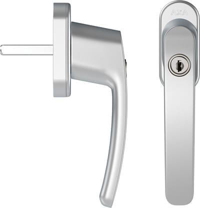 AXA Veiligheids raamsluiting - Oval Roma - Draai-kiep raamkruk - met Cilinder SKG2 - 4 standen - 90° - 37 mm - Afsluitbaar - Aluminium