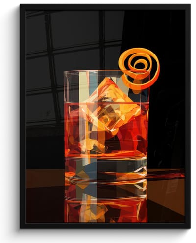 Poster in lijst - Fotolijst 60x80 cm - Posters - Glas - Ijsblokjes - Drinken - Bruin - Posterlijst zwart - Decoratie - Wanddecoratie woonkamer - Muurdecoratie slaapkamer - Kerstversiering - Kerstdecoratie voor binnen - Kerstmis