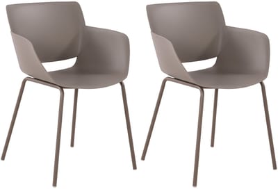 CLP Set van 2 Tuinstoelen Alpena - Met Armleuningen - Weerbestendig - Kunststof/taupe