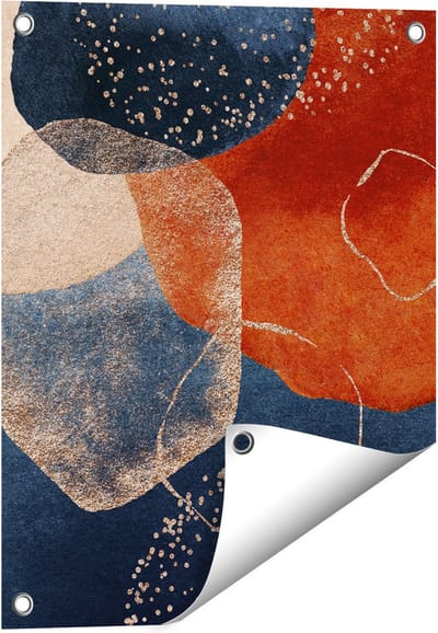 Gards Tuinposter Abstracte Kunst van Cirkels - 40x50 cm - Tuindoek - Tuindecoratie - Wanddecoratie buiten - Tuinschilderij