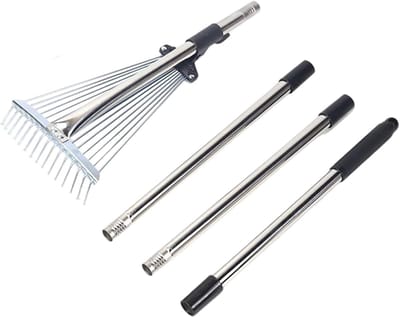 Gazonhark Tuin - Ergonomisch Gereedschap - Efficiënt Schoonmaken - Roestvrij Staal - 173 cm Steel