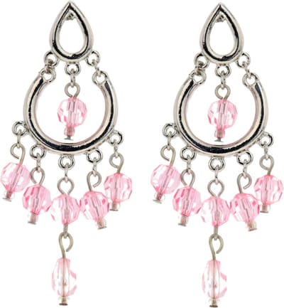 Behave - Zilverkleurige oorhangers met roze kraaltjes - Fashion sieraden