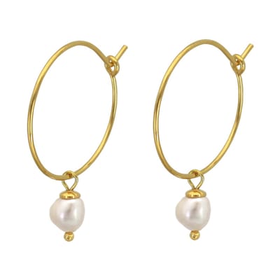 ARLIZI 2231 Oorbellen witte parel hanger oorringen - verguld - 2 cm