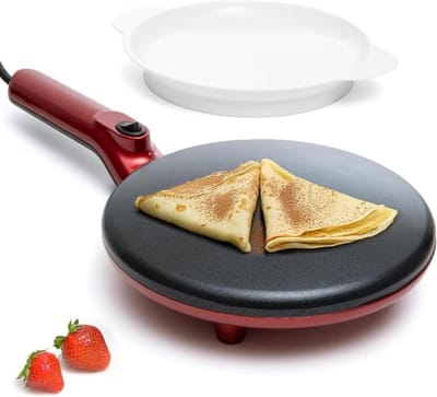 Elektrische Pannenkoekenmaker - Crêpe Pan - Ontbijt Maken - Automatische Temperatuurregeling - 203 cm - Rood