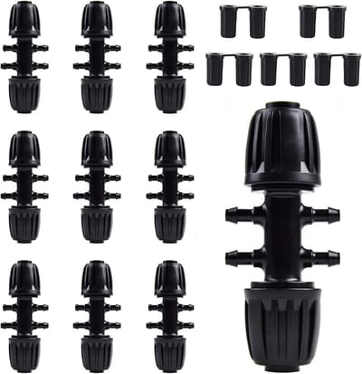 Barbed T-Connectoren voor Druppelirrigatie, 1/2 Inch naar 1/4 Inch, Anti-Drop Fittingen voor Tuin en Landbouw, Hoogwaardige Koppelingen voor Irrigatiesystemen