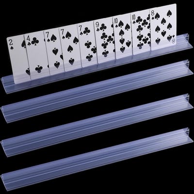 Dailygoods- Speelkaarthouder Transparant Acryl - 4 Stuks - Handsfree Kaartstandaard - Perfect voor Poker/Rummy - Decoratief Accessoire - Orde op Tafel - Kaartenstandaard