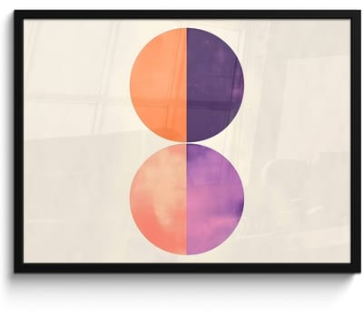 Poster in lijst - Fotolijst 70x50 cm - Posters - Abstract - Cirkels - Paars - Posterlijst zwart - Decoratie - Wanddecoratie woonkamer - Muurdecoratie slaapkamer