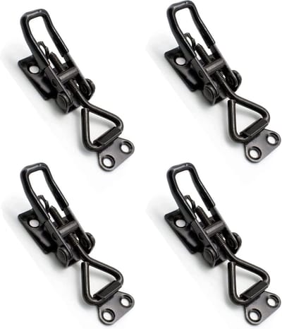 4 stuks - klemsluitingen - Kistsluiting met oog voor Hangslot - Gemakkelijk te plaatsen deurscharnieren - doosvergrendeling - verstelbare tuimelklemhendelsluiting - 122*25mm - zwart - Gemaakt van ijzer