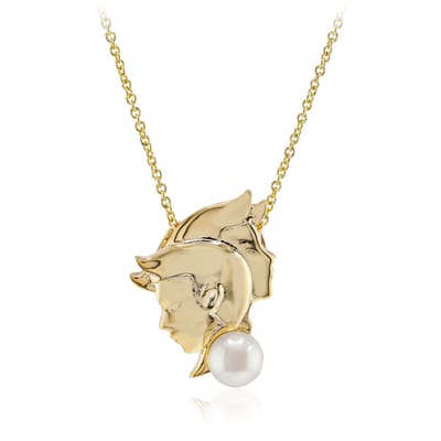 Cavill - Zilveren Halsketting - 925 Sterling Zilver Verguld - Witte Zoetwater Kweekparel 6 mm Rond - Elegant Tijdloos Dames Sieraad