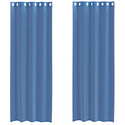 vidaXL - Gordijnen - voile - met - doorvoertules - 2 - st - koningsblauw