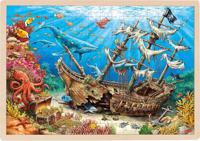 GOKI Puzzel - Gezonken Schip Santa Elena - 192 Stukjes - 46,5X33X1Cm - Hout - 4 Jaar
