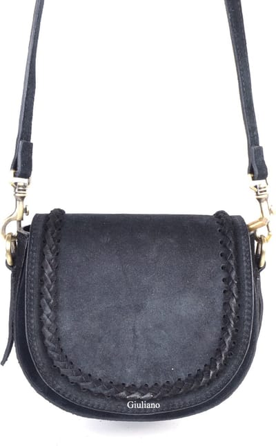 Giuliano lederen schoudertas Nomi - Suede - Made in Italy - Zwart