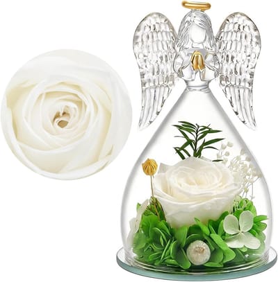 Eternal Rose in Glazen Engel Dome - Bewaarde Roos als Cadeau voor Moeder, Verjaardag of Vriendin, Perfect voor Moederdag en Speciale Gelegenheden