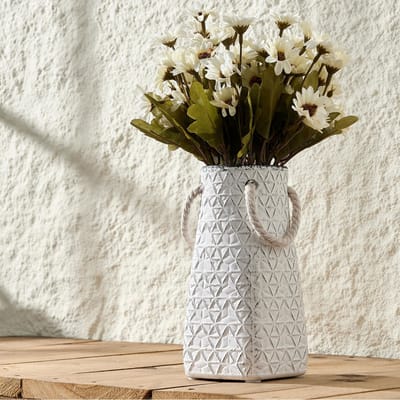 Vaas, 17,8 cm, modern boerenhuis, schattig, Boho, handgemaakt, antiek decor, eenvoudige Scandinavische stijl, esthetische decoratieve bloemenvazen voor huisdecoratie, woonkamer