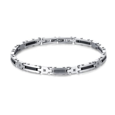 Twice As Nice Armband in edelstaal, zwart en grijs Zilverkleurig 21cm