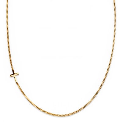 New Classics | 2 mm goudkleurige roestvrijstalen platte schakelketting met kruishanger
