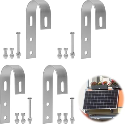 Set van 4 RVS Beugels voor Balkon, Universele Houder voor Zonnepanelen, Stevige Montagebeugels voor PV-modules en Power Stations