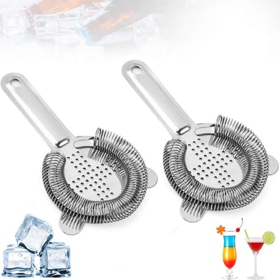 Dailygoods- Barzeef 2-delige Set - Cocktailzeef/Bar Trainer - Roestvrij Staal - Duurzaam/Corrosiebestendig - Ideaal voor Perfecte Cocktails - Ophangbaar Ontwerp