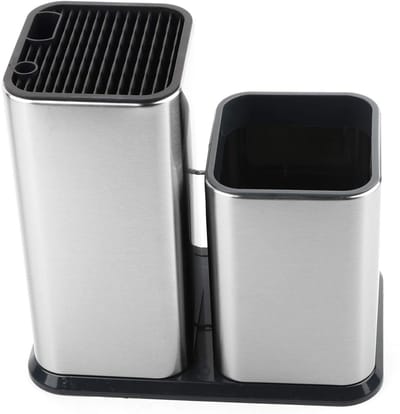 Dailygoods- Messenblokhouder Grote en Stabiele Opslag - Roestvrij Staal - Mesopslaghouder - Keukengerei Houder - Verwijderbaar en Gemakkelijk Schoon te Maken - 23,6 x 11,2 cm - Meshouder