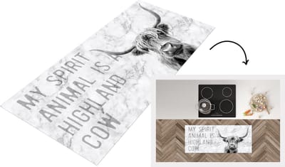 Keukenloper - Loper keuken - Quote - Schotse hooglander - Marmer - 120x50 cm - Keukenloper vinyl